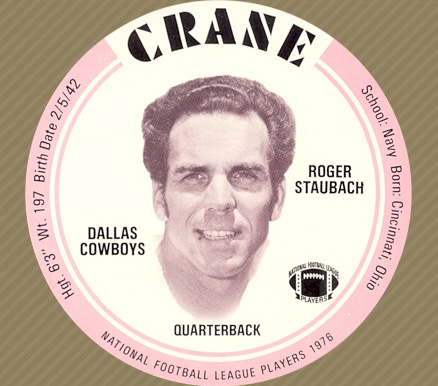 1976 Crane Discs Roger Staubach # Football Card