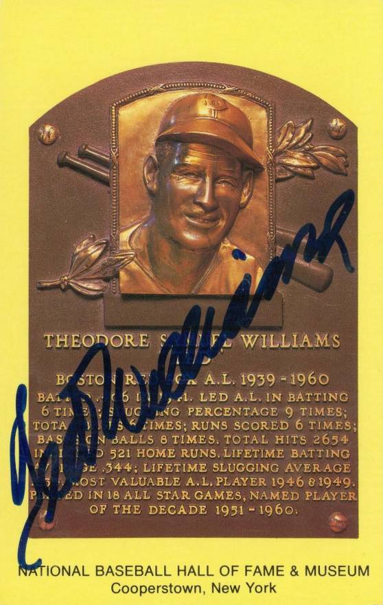 1990 Autograph Yellow HOF Plaque Ted Williams # Baseball Card