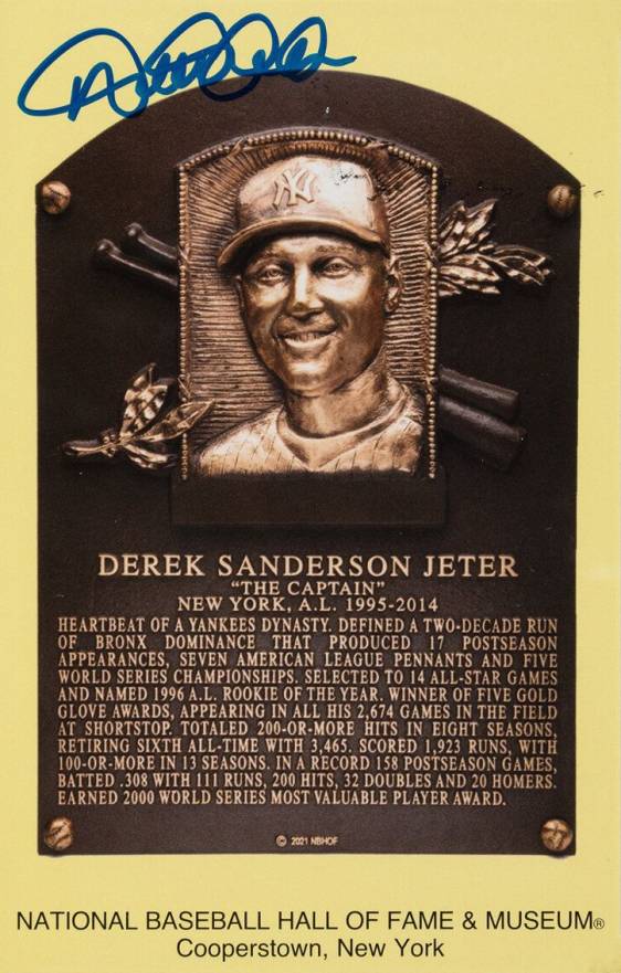 1990 Autograph Yellow HOF Plaque Derek Jeter # Baseball Card