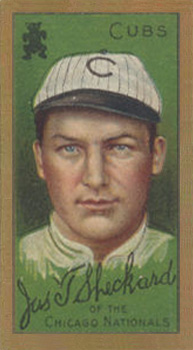 1911 Gold Borders Drum Jas. T. Sheckard #185 Baseball Card