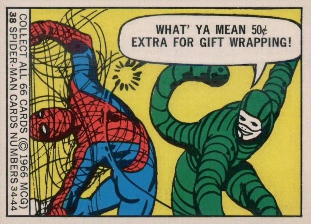 1966 Marvel Super Heroes What ya mean 50c extra for gift wrapping #38 Non-Sports Card