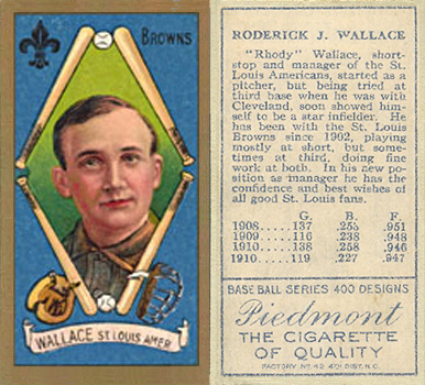 1911 Gold Borders Broadleaf Back Bobby Wallace #208 Baseball Card