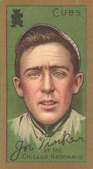 1911 Gold Borders Broadleaf Back Joe Tinker #201 Baseball Card