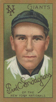 1911 Gold Borders Broadleaf Back Fred Snodgrass #188 Baseball Card