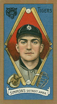 1911 Gold Borders Broadleaf Back Hack Simmons #186 Baseball Card