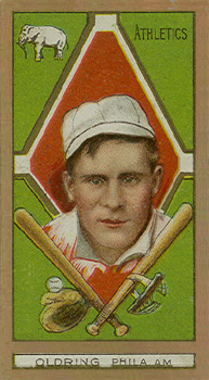 1911 Gold Borders Broadleaf Back Rube Oldring #158 Baseball Card