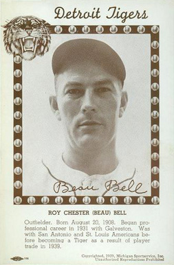 1940 Michigan Sportservice  Roy "Beau" Bell #3 Baseball Card