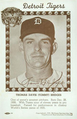 1940 Michigan Sportservice  Tommy Bridges #5 Baseball Card