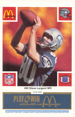 1986 McDonald's Seahawks Steve Largent #80 Football Card