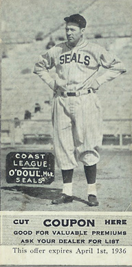 1933 Zeenut B&W O'Doul # Baseball Card
