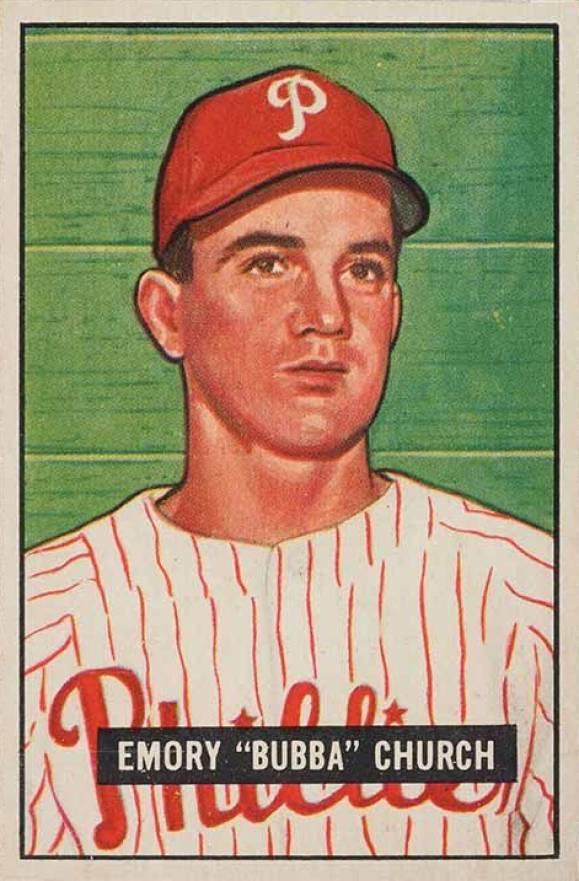 1951 Bowman Emory "Bubba' Church #149 Baseball Card