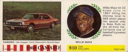 1968 American Oil Willie Mays # Baseball Card