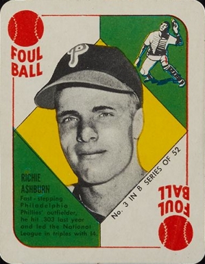 1951 Topps Blue Backs Richie Ashburn #3 Baseball Card