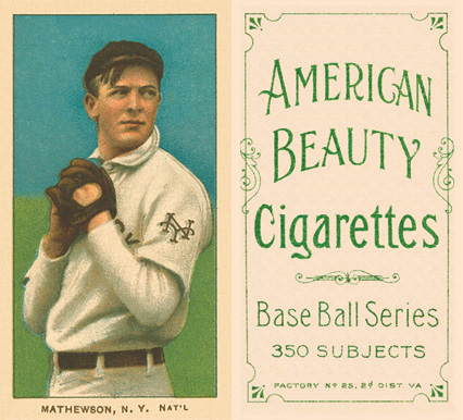 1909 White Borders American Beauty Frame Mathewson, N.Y. Nat'L #307 Baseball Card
