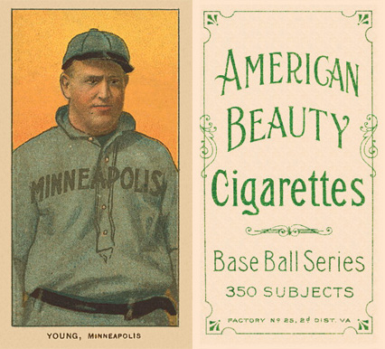 1909 White Borders American Beauty Frame Young, Minneapolis #524 Baseball Card