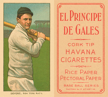 1909 White Borders El Principe De Gales Devore, New York Nat'L #129 Baseball Card