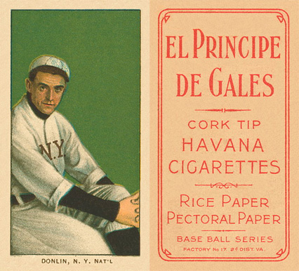 1909 White Borders El Principe De Gales Donlin, N.Y. Nat'L #132 Baseball Card