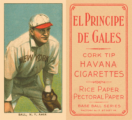 1909 White Borders El Principe De Gales Ball, N.Y. Amer. #16 Baseball Card
