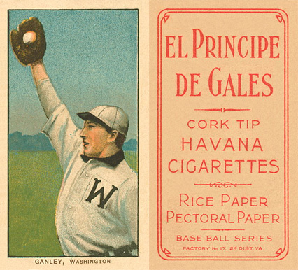 1909 White Borders El Principe De Gales Ganley, Washington #184 Baseball Card