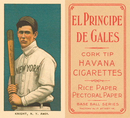 1909 White Borders El Principe De Gales Knight, N.Y. Amer. #261 Baseball Card
