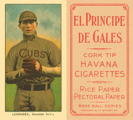 1909 White Borders El Principe De Gales Lundgren, Chicago Nat'L #292 Baseball Card