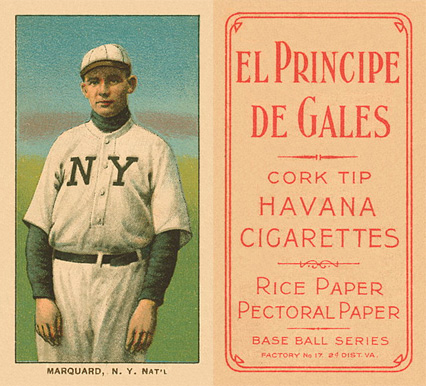1909 White Borders El Principe De Gales Marquard, N.Y. Nat'L #303 Baseball Card