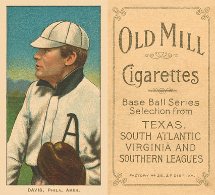 1909 White Borders Old Mill Davis, Phila. Amer. #121 Baseball Card