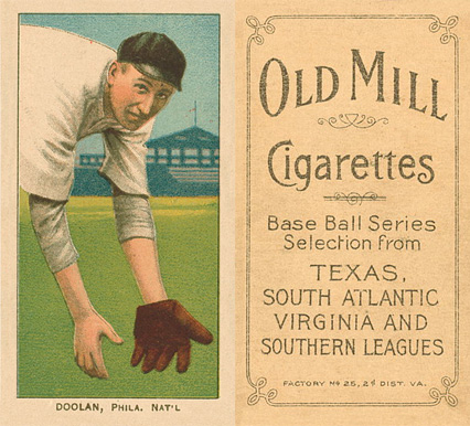 1909 White Borders Old Mill Doolan, Phila. Nat'L #139 Baseball Card