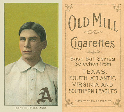 1909 White Borders Old Mill Bender, Phila. Amer. #34 Baseball Card