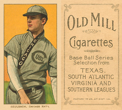 1909 White Borders Old Mill Reulbach, Chicago Nat'L #407 Baseball Card
