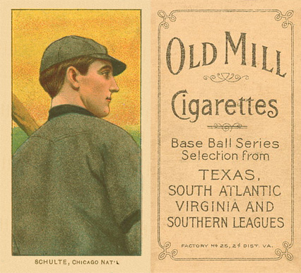 1909 White Borders Old Mill Schulte, Chicago Nat'L #431 Baseball Card