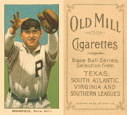 1909 White Borders Old Mill Bransfield, Phila. Nat'L #48 Baseball Card