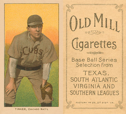 1909 White Borders Old Mill Tinker, Chicago Nat'L #487 Baseball Card