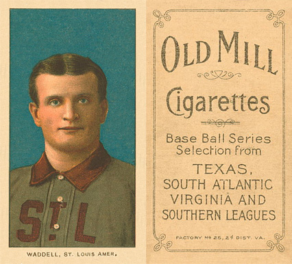 1909 White Borders Old Mill Waddell, St. Louis Amer. #493 Baseball Card