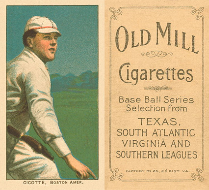 1909 White Borders Old Mill Cicotte, Boston Amer. #88 Baseball Card