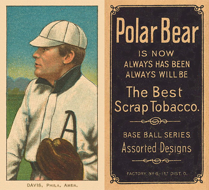 1909 White Borders Polar Bear Davis, Phila. Amer. #121 Baseball Card