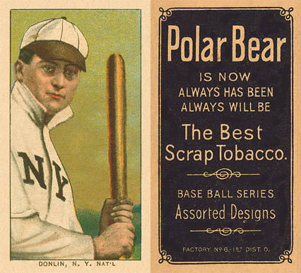 1909 White Borders Polar Bear Donlin, N.Y. Nat'L #133 Baseball Card