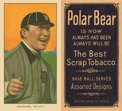 1909 White Borders Polar Bear Jennings, Detroit #232 Baseball Card