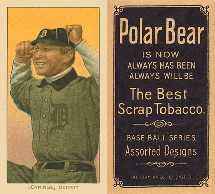 1909 White Borders Polar Bear Jennings, Detroit #233 Baseball Card