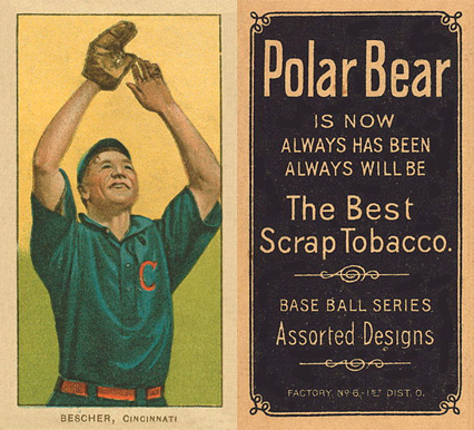1909 White Borders Polar Bear Bescher, Cincinnati #39 Baseball Card