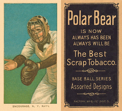 1909 White Borders Polar Bear Snodgrass, N.Y. Nat'L #454 Baseball Card
