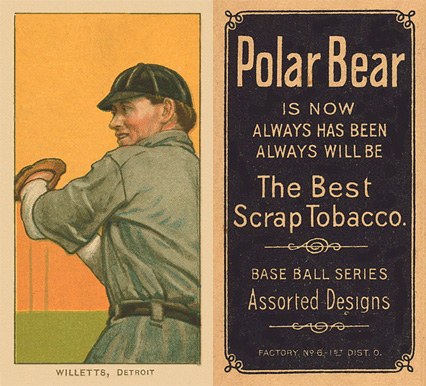 1909 White Borders Polar Bear Willetts, Detroit #511 Baseball Card