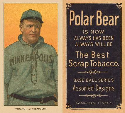 1909 White Borders Polar Bear Young, Minneapolis #524 Baseball Card