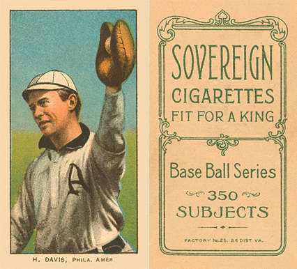 1909 White Borders Sovereign H. Davis, Phila. Amer. #122 Baseball Card