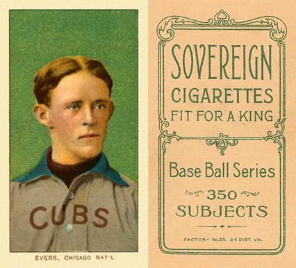 1909 White Borders Sovereign Evers, Chicago Nat'L #166 Baseball Card