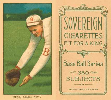 1909 White Borders Sovereign Beck, Boston Nat'l #27 Baseball Card