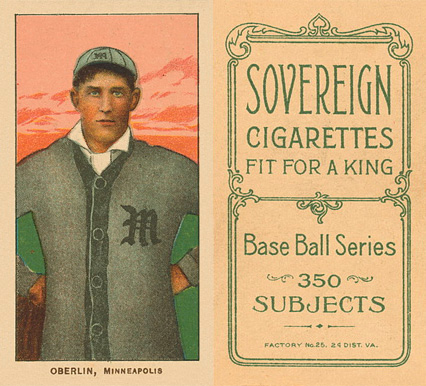 1909 White Borders Sovereign Oberlin, Minneapolis #362 Baseball Card