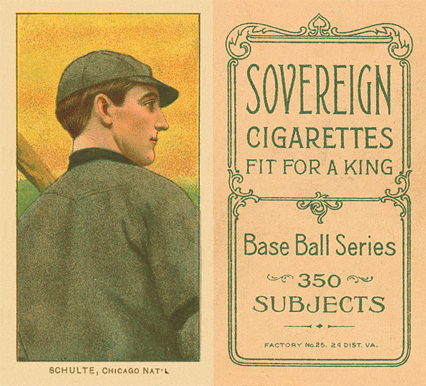 1909 White Borders Sovereign Schulte, Chicago Nat'L #431 Baseball Card