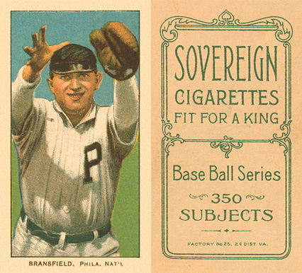 1909 White Borders Sovereign Bransfield, Phila. Nat'L #48 Baseball Card