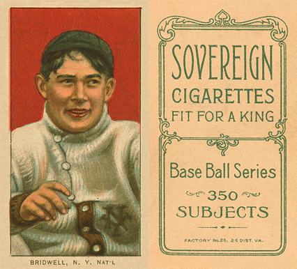 1909 White Borders Sovereign Bridwell, N.Y. Nat'L #53 Baseball Card
